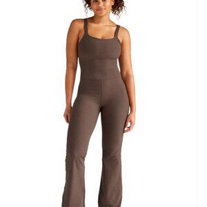 NWOT SZ SMALL BEYOND YOGA SPACEDYE HIT THE SCENE JUMPSUIT TRUFFLE HEATHER